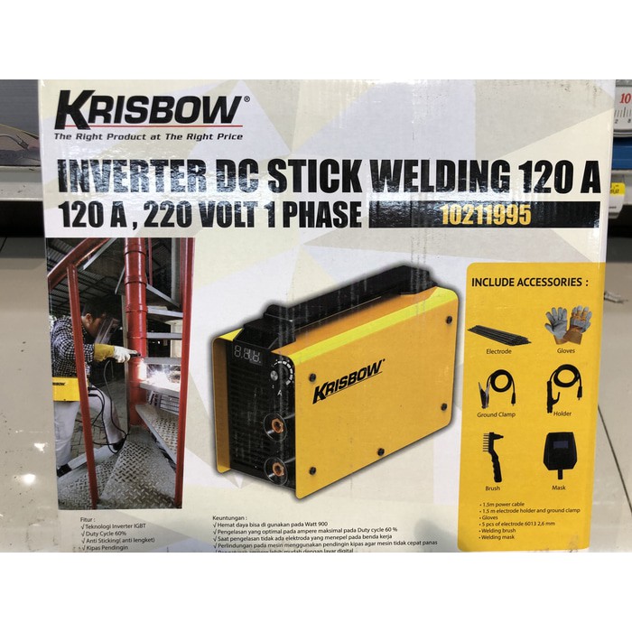 Krisbow mesin las Inverter DC stick welding 120A