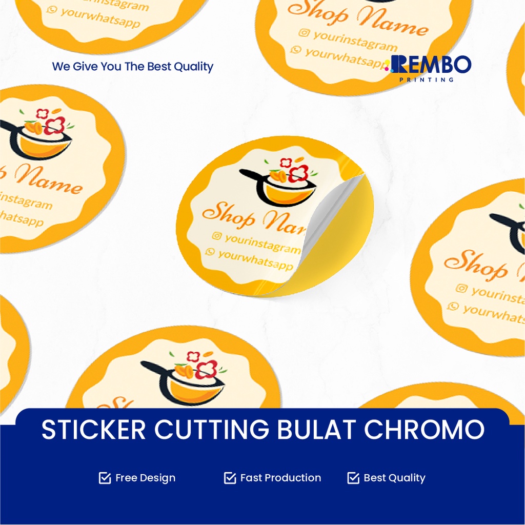 

CETAK STIKER CROMO / LABEL BULAT LABEL NAMA LABEL MAKANAN TOPLES KEMASAN BOTOL MINUMAN CUSTOM KROMO