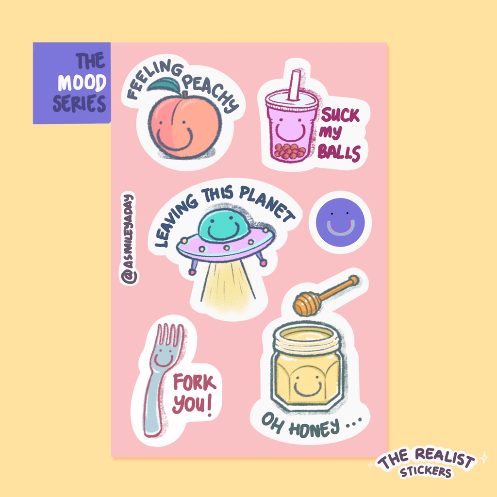 

Sticker Mood Series A Smiley A Day - Sticker Vinyl Cute A6 Kiss Cut