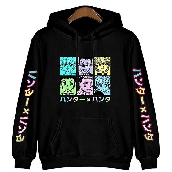 Hoodie Killua Hunter x Hunter Kanji Character Black Color