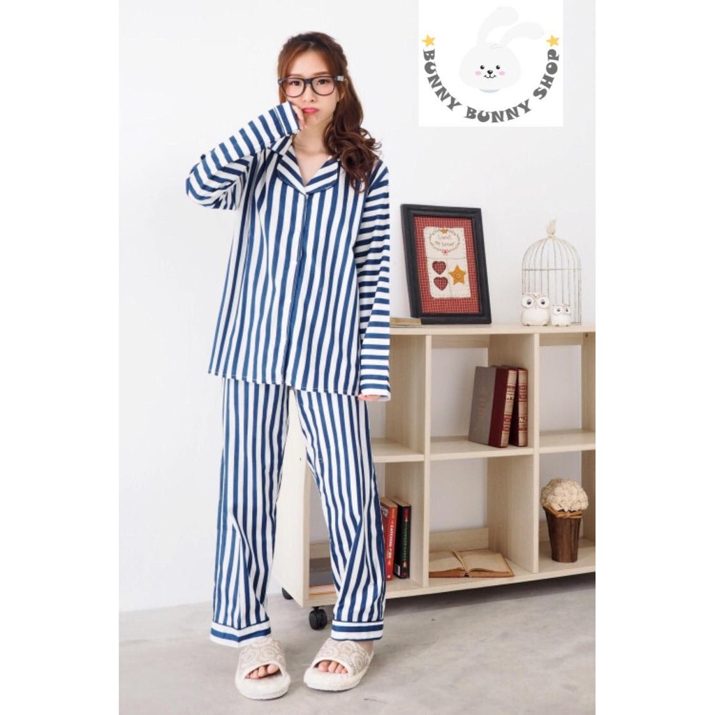 BAJU TIDUR KATUN JEPANG ASLI / PIYAMA LENGAN PANJANG CELANA PANJANG (PREMIUM) A-039