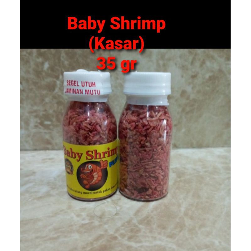 Rp 5.000, PAKAN IKAN UDANG KERING BABY SHRIMP KASAR (35 gr),  ANAK UDANG SUPER UNTUK MAKANAN IKAN PREDATOR