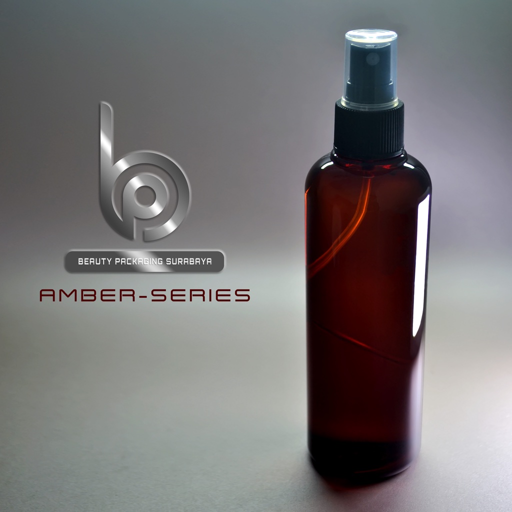 Botol Plastik PET 250ml BR Coklat Amber Tutup Spray