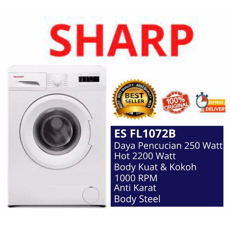 Jual MESIN CUCI FRONT LOADING SHARP ES-FL 1072B ES-FL 1072 7KG 9 ...