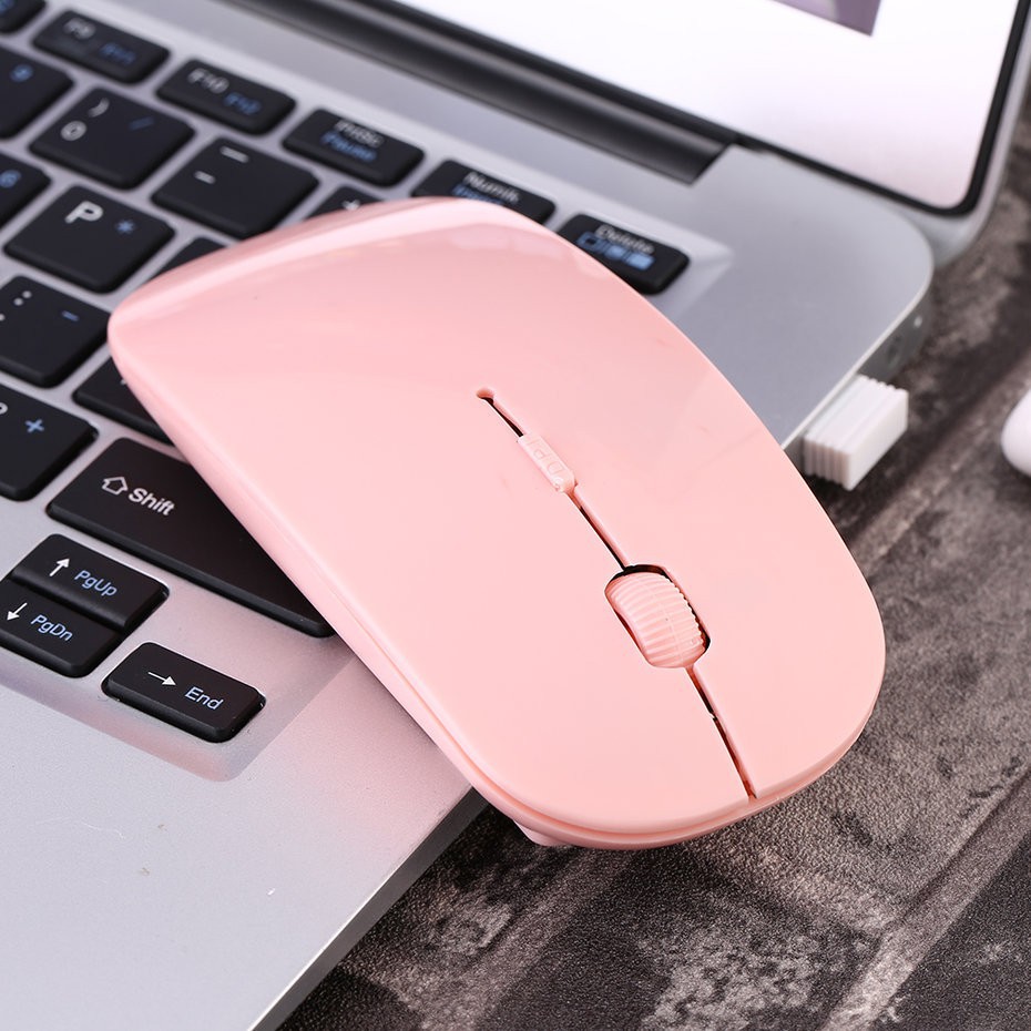 Mouse Wireless Optikal Ultra Tipis 2.4GHz dengan USB Penerima Laptop PC Komputer