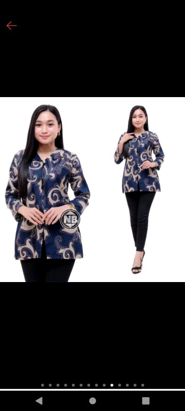 Atasan Batik Wanita Lengan Panjang Blouse Kancing Depan., Motif Batik