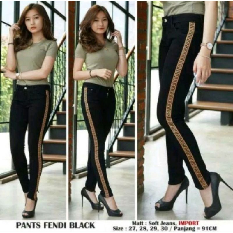 Celana Scuba Pensil List FF Fendi