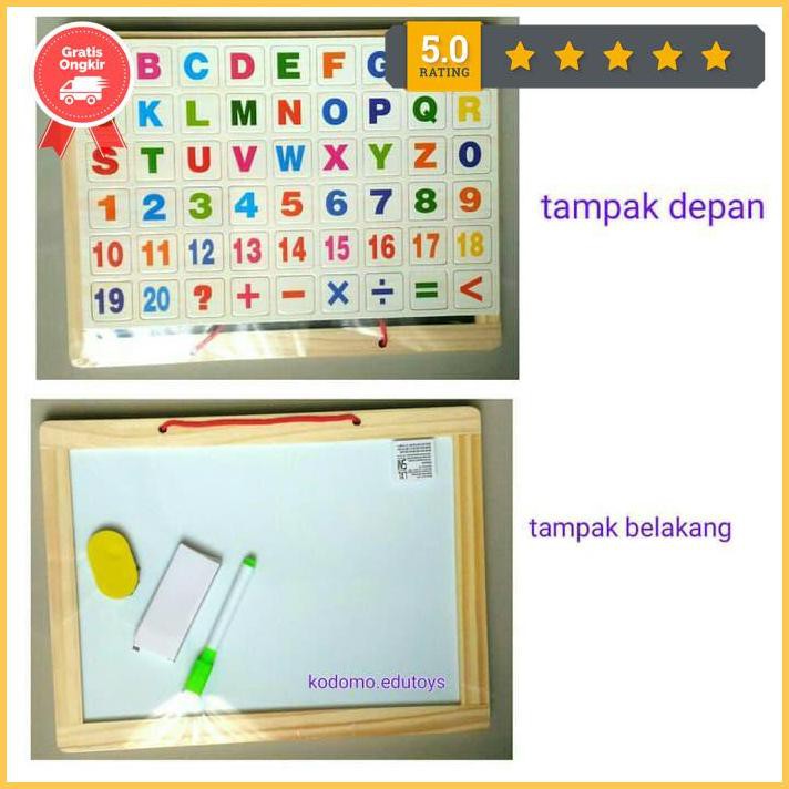 Mainan Edukatif / Edukasi Anak - Papan Tulis Kayu Magnet Abjad & Angka Exclusive