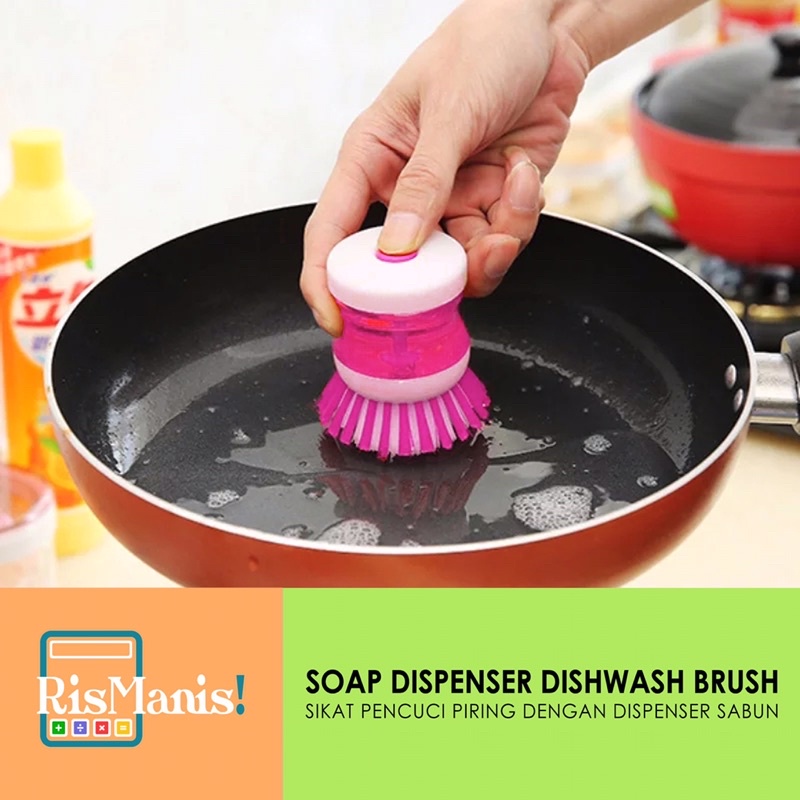 SOAP DISPENSER DISHWASH BRUSH - Sikat Dispenser Kotak Tempat Sabun Cuci Piring Panci Peralatan Dapur