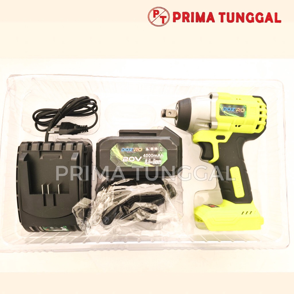 Mesin Bor Impact Cordless Cas Brushless Doziro 20V 1 Baterai Alat Pembuka Ban