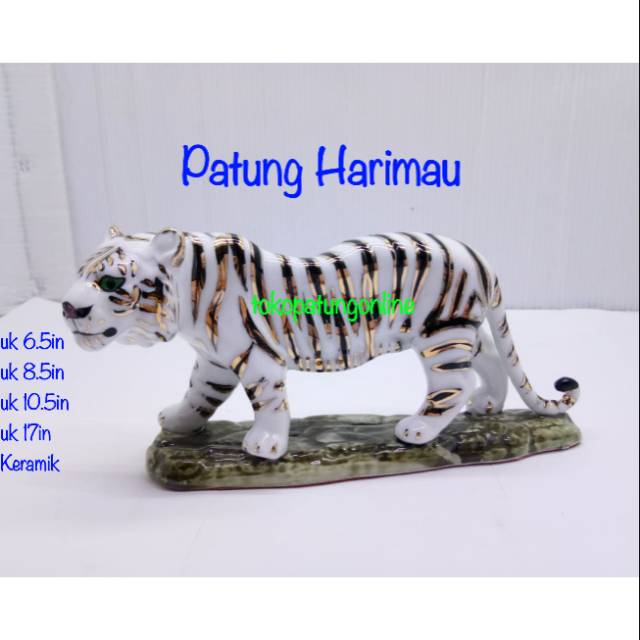 Patung Harimau Putih Keramik 6.5in