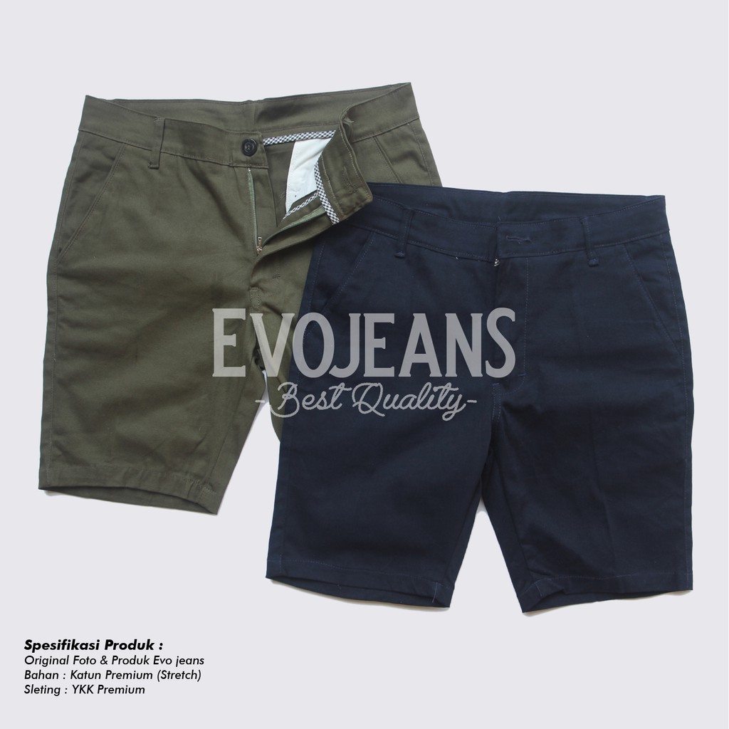 Celana Pria Pendek Distro Bahan Karet Halus Kualitas Premium - Chino Pants Pria Pendek Warna Army