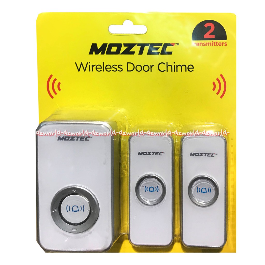 Moztec wireless Door Chime Bell Pintu Bel Tanpa Kabel Isi 2 Transmitters Tahan Panas Dan Hujan  I-click I-Klic iKlic Iklik