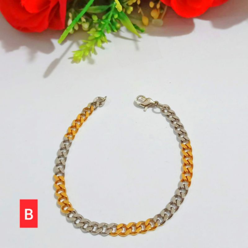 *COD* Gelang TITANIUM Rantai Kombinasi warna Pria wanita TIDAK LUNTUR,TIDAK KARAT