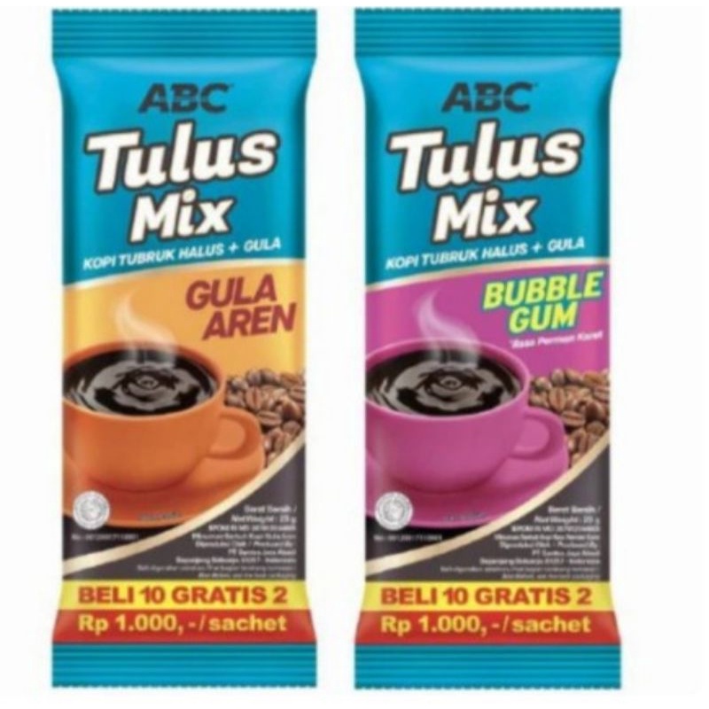 ABC Tulus mix kopi rasa gula aren /bubble gum sachet 23 gram