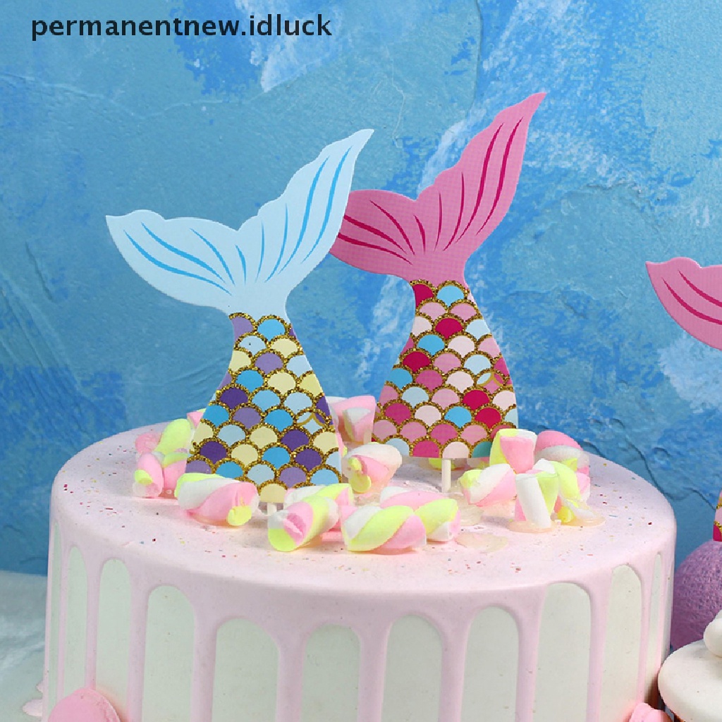 3 Pcs topper Kue Bentuk Ekor mermaid Untuk Dekorasi Pesta Ulang Tahun