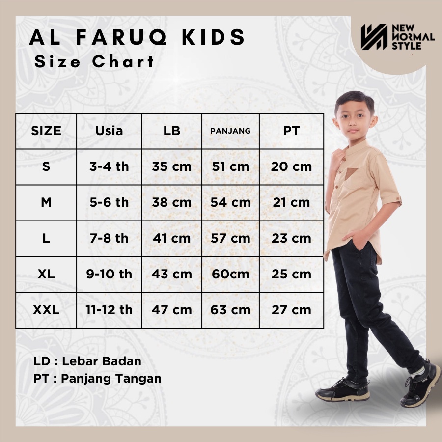 Al Faruq Kids Series Baju Kemeja Pakaian Koko Kokoh Muslim Kurta Anak Laki Laki 8 10 12 13 Tahun Lengan Pendek