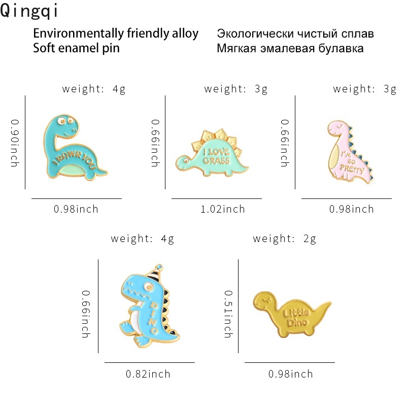 Bros Pin Enamel Desain Kartun Dinosaurus Dialog Untuk Anak