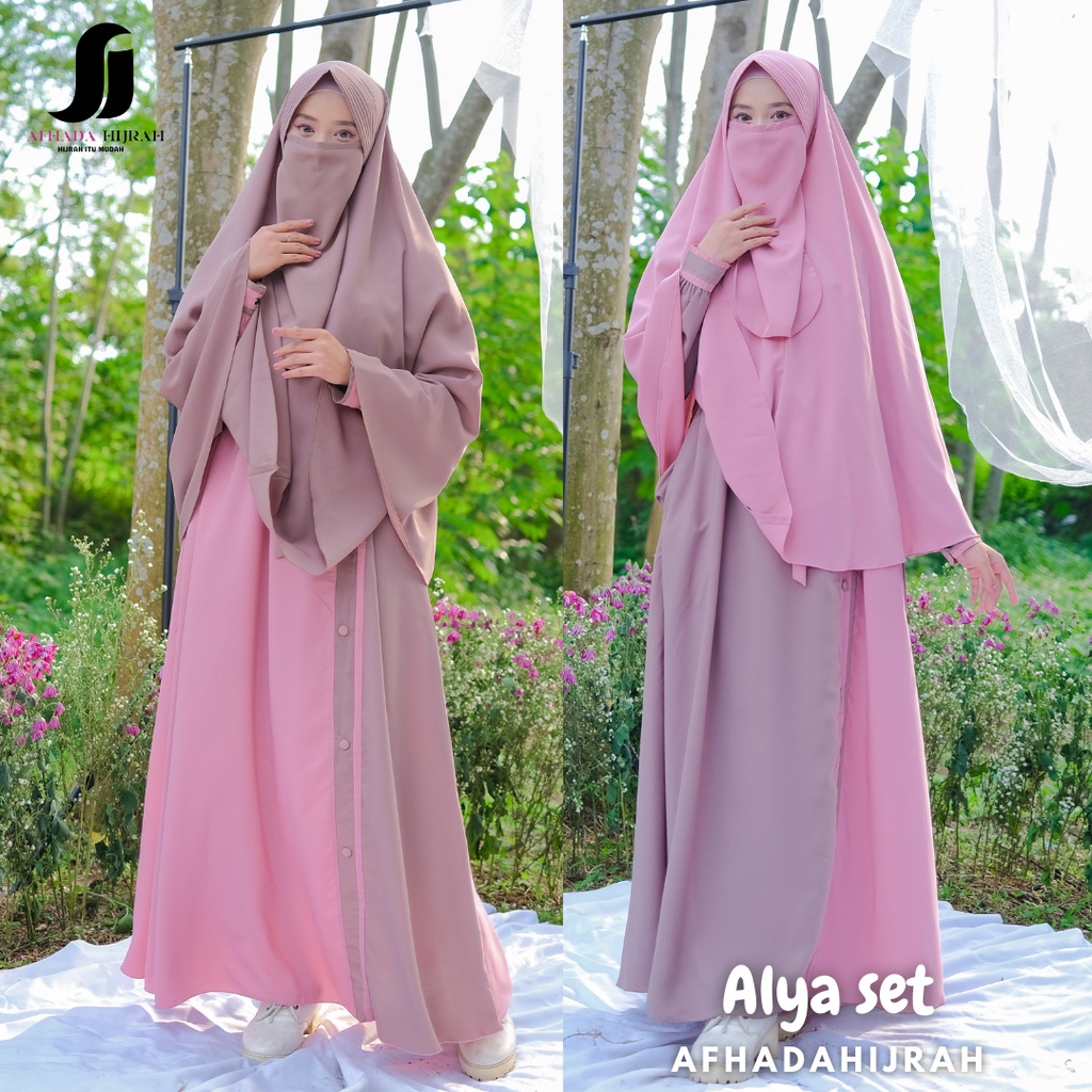 Afhadahijrah -  gamis set cadar syari alya terbaru baju dan hijab instan syari free niqab
