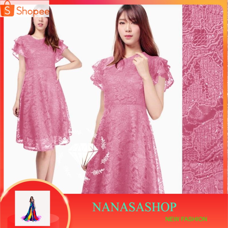 Dress Wanita Remaja Korea Import Murah Lengan Pendek SS Dress Monica Kekinian Terbaru 2020