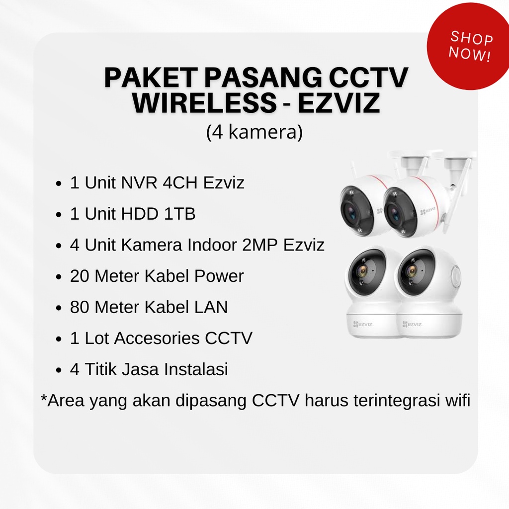 PAKET 4 CCTV WIRELESS EZVIZ JABODETABEK/ CCTV IP CAMERA/ CCTV WIFI/ PASANG CCTV JABODETABEK