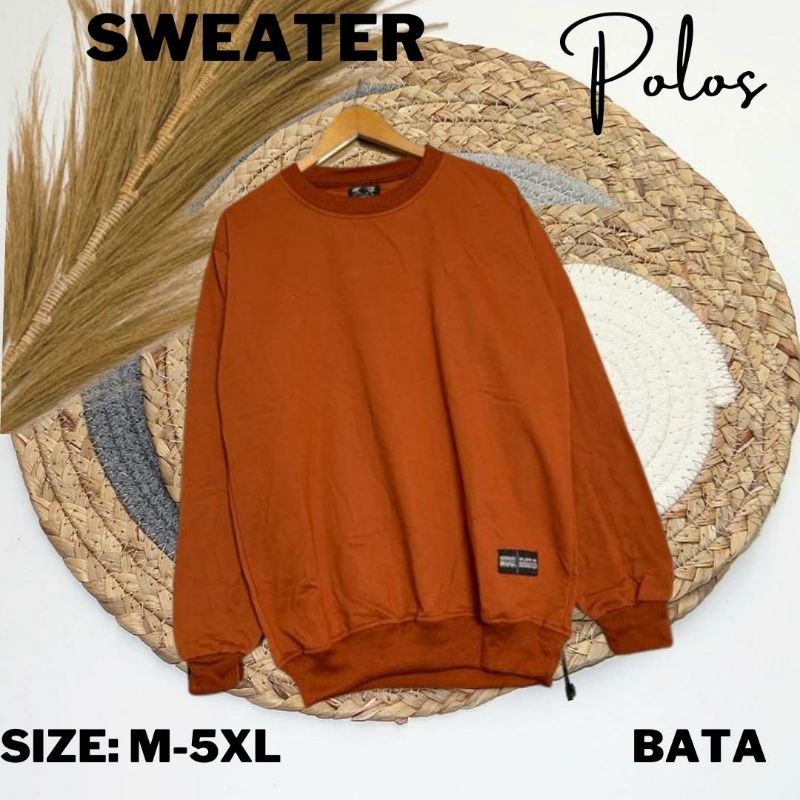 sweater basis polos crewneck size M, L, XL, XXL pria/wanita