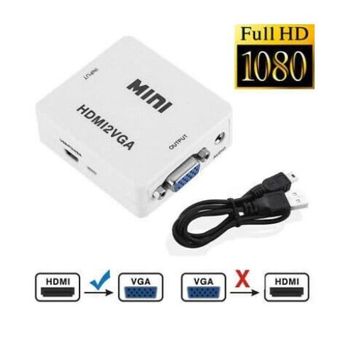 Hdtv female to vga female 3.5mm audio 1080p mini box adapter converter - Hdtv in to vga out full hd