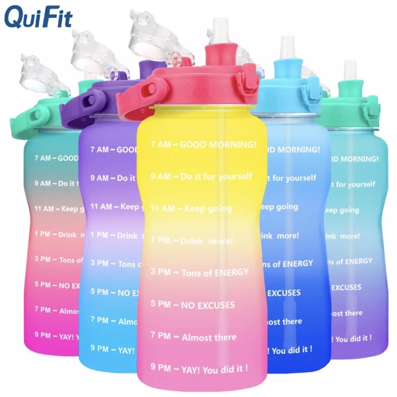 MYLIGHT.ID [ORIGINAL] Quifit Botol Air Minum Galon Motivasi 2L 64OZ dan 3,8L 128OZ