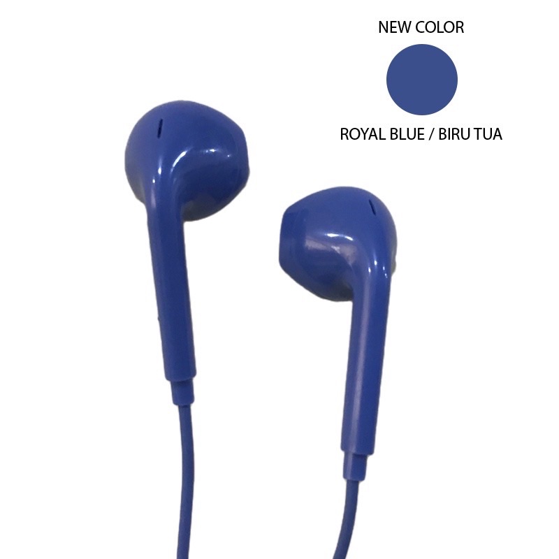 HANDSFREE - HEADSET - EARPHONE MACARON U19 / HEADSET WARNA WARNI SA-Biru tua(Royal blue)