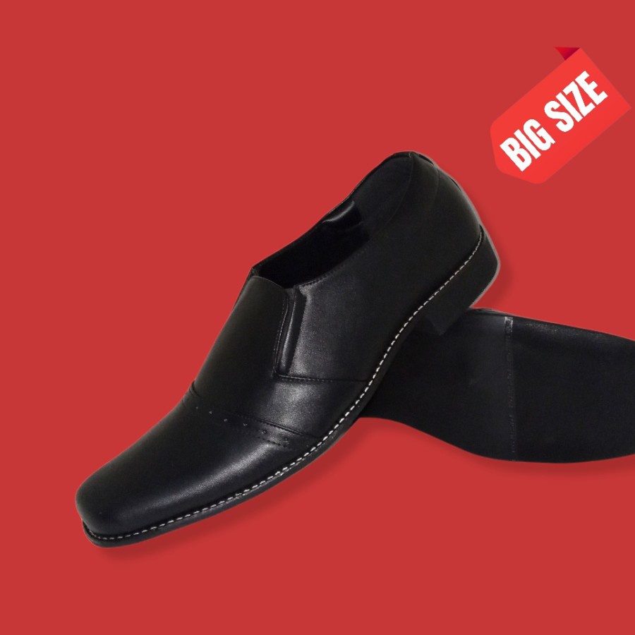 Sepatu Formal Pria big size 44-45-46-47-48 Oxford Slip On kulit hitam pantofel ukuran jumbo besar