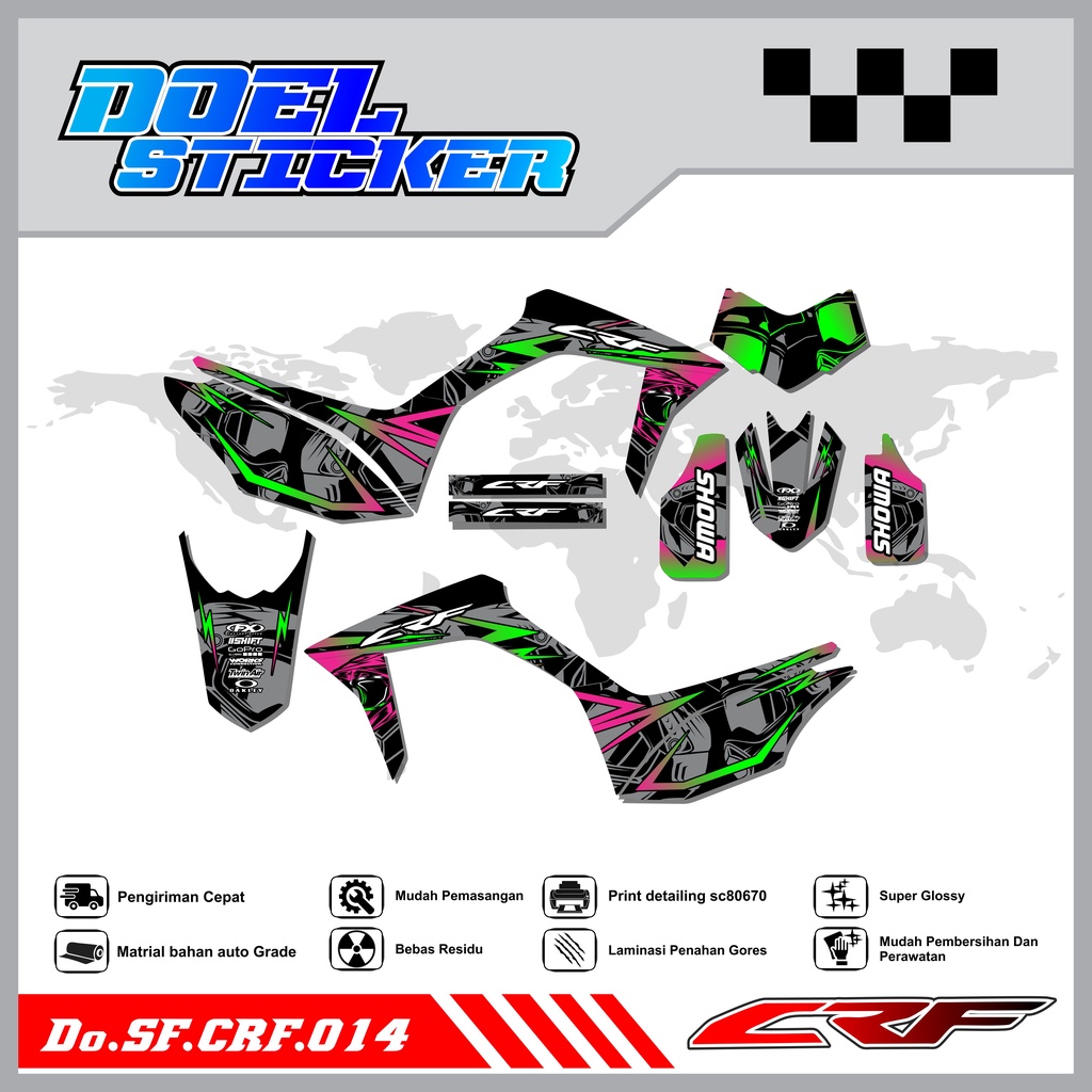 Sticker Striping Semifull CRF 150L List Variasi Hologram Pelangi,Crome Doel 014