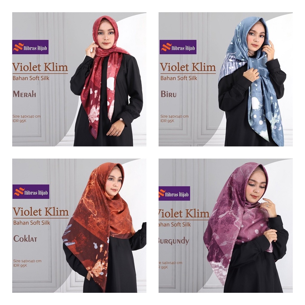 SEGIEMPAT VIOLET KLIM ORIGINAL BY NIBRAS HIJAB FASHION MUSLIM WANITA KERUDUNG JILBAB JUMBO DEWASA SY