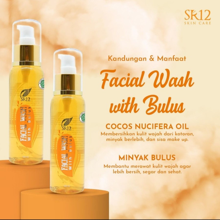 Facial Wash With Bulus SR12 / Varian Bulus Sabun Cair Cuci SR 12 / Menghilangkan Memudarkan Bekas Jerawat Mencerahkan Mengencangkan Wajah