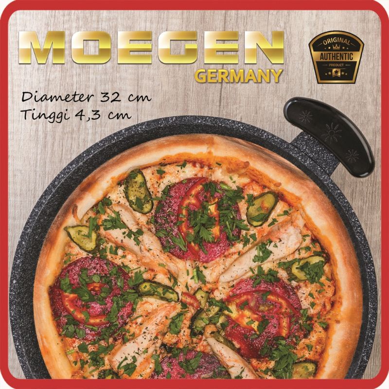 Moegen Germany Multi Grill Pizza Roaster BBQ Barbeque Pan 32cm Granite Series Plus Kaca / PIZZA PAN ANTI LENGKET / PEMANGGANG PIZZa Multi Grill Pan Premium