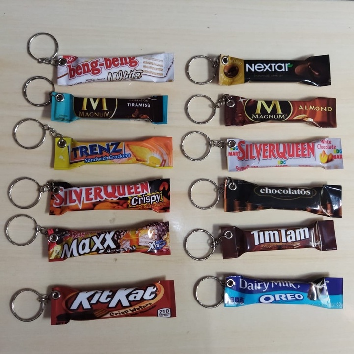 Gantungan Kunci Miniatur Snack / Ganci Makanan / Souvenir Murah / Gantungan Kunci Mini Lucu COD Gratis Ongkir