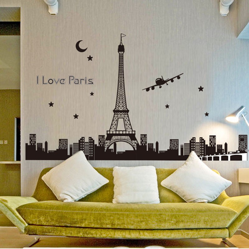 RELIZA Wallsticker GLOW UN THE DARK 60X90 I LOVE PARIS ABQ9602 STIKER DINDING / HIASAN DINDING ku