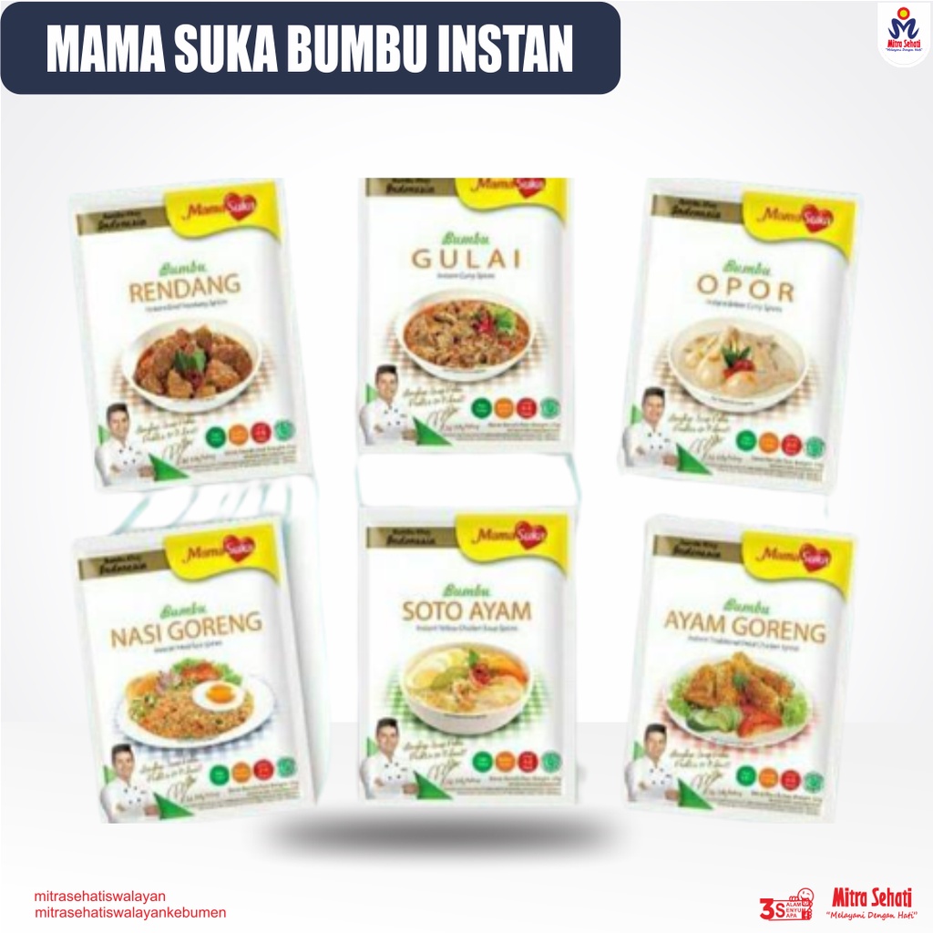 

MAMASUKA BUMBU INSTAN / MAMASUKA BUMBU AYAM GORENG / MAMASUKA BUMBU RENDANG / MAMASUKA BUMBU GULE / MAMASUKA BUMBU OPOR / MAMASUKA BUMBU SOP / MAMASUKA BUMBU SOTO [ Mitra Sehati Swalayan ]