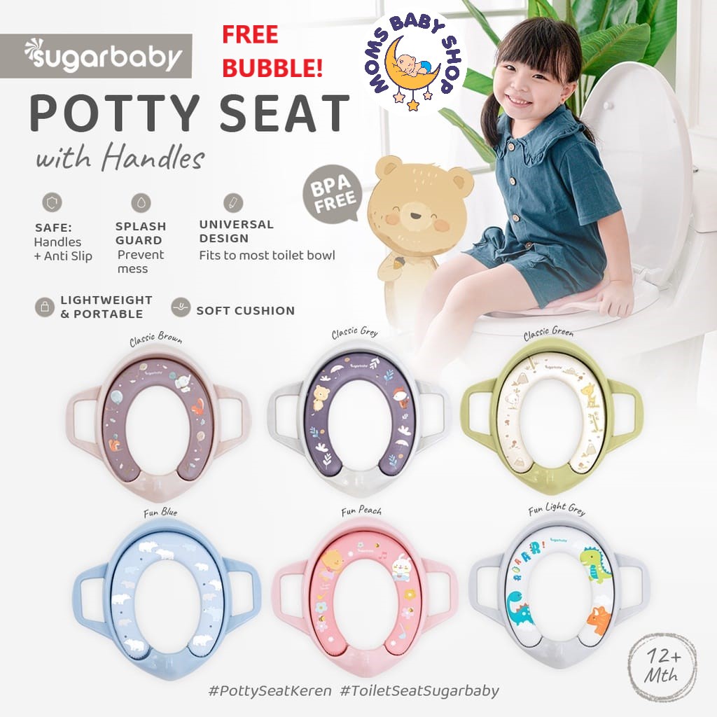 MOMS_ Sugarbaby Potty Seat With Handles &amp; Splash Guard/ Dudukan Toilet Anak