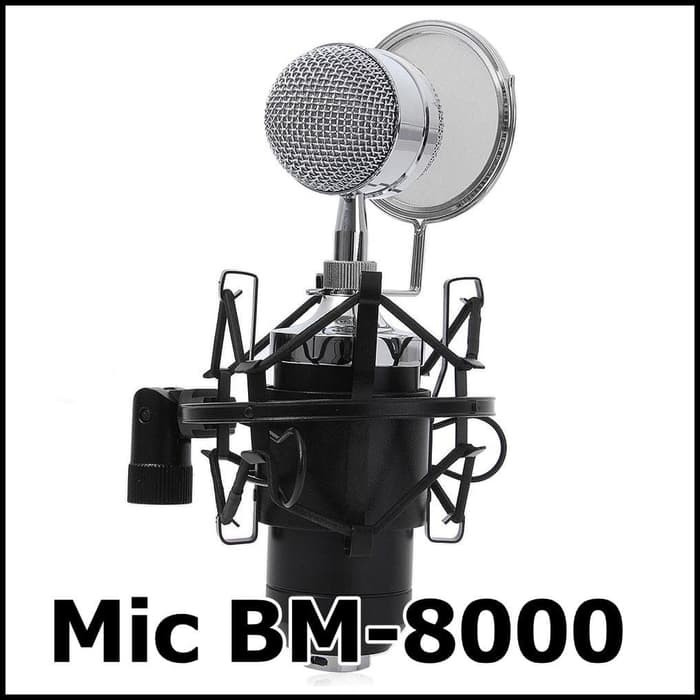 Taffware Mikrofon Kondenser dengan Shock Proof Mount Mic BM 8000