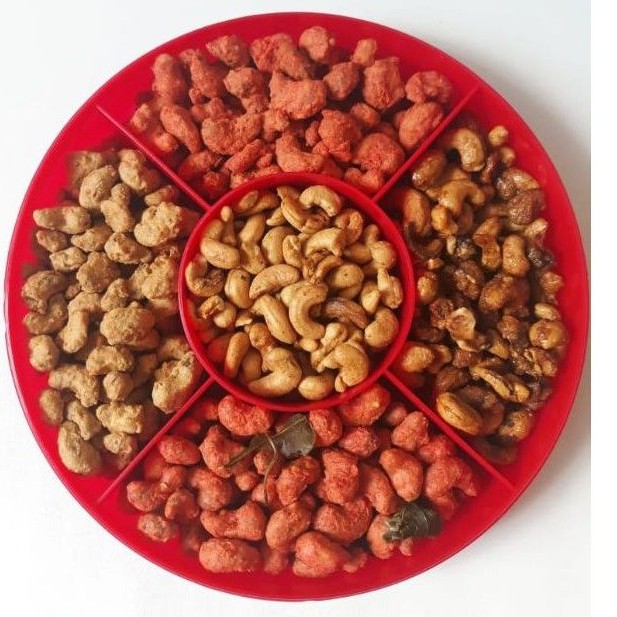 

Parsel Kacang mede toples merah mix sekat 5 rasa kacang mete mix 5 rasa paket lebaran