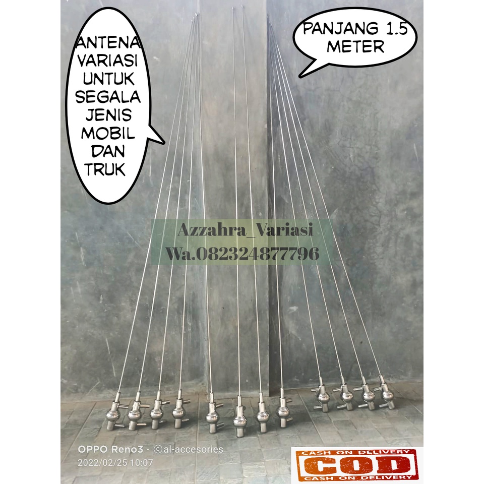 Variasi Antena Stainless/Antena variasi untuk mobil dan truk Stainless Steel Anti Karat Panjang 1met