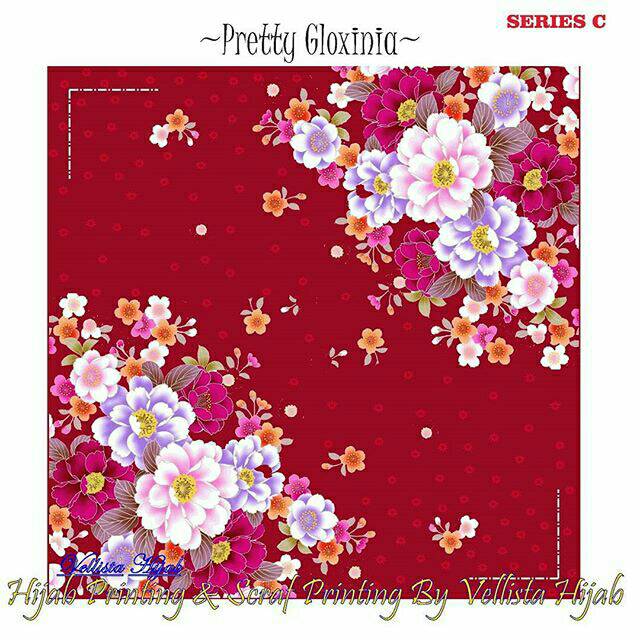 

[Pretty Gloxinia C] Hijab Printing / Scraf Printing / Kado Wisuda /Kado Anniversary /Kado Ulangtahun