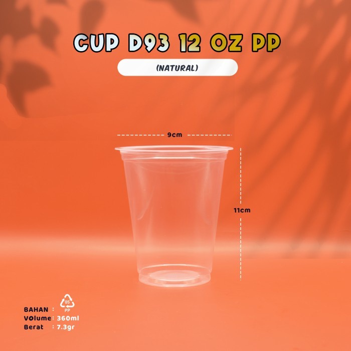 Gelas Cup Plastik 12 OZ PP - Cup Bening - Cup Plastik tebal- D93