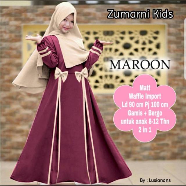 Zumari Kids Gamis Anak Import  Ld 90 Pj 100