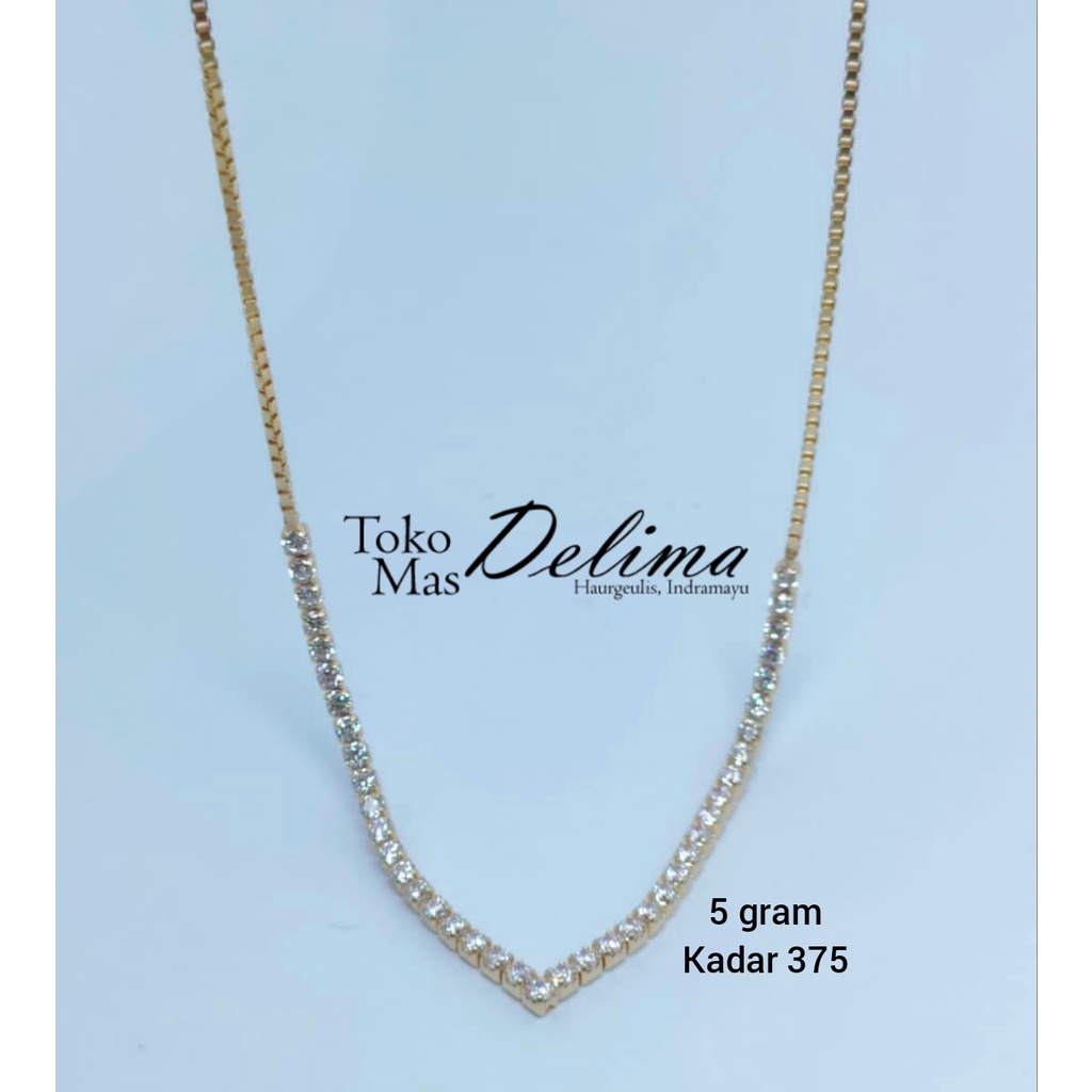 Kalung Emas Asli Kadar 375 Model Fuji/Aurel 5 Gram