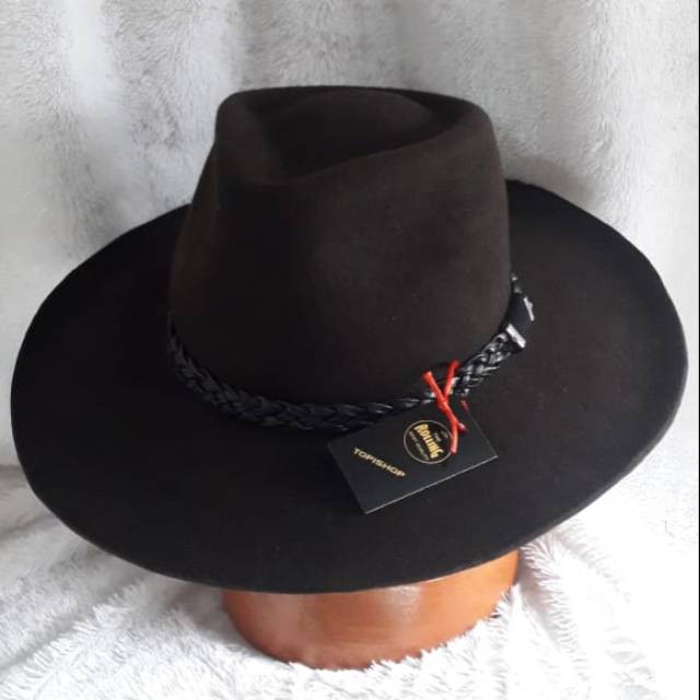 TOPI LAKEN FEDORA TEARDROP BLACK ORIGINAL LAKEN