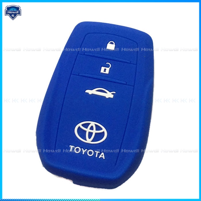 Cover Kunci Mobil Bahan Silikon Dengan Gantungan Kunci Kulit Untuk Toyota Camry Fortuner