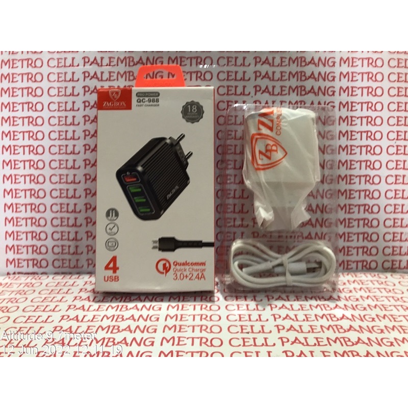 TRAVEL CHARGER ZAGBOX QC-988 MICRO 4 USB