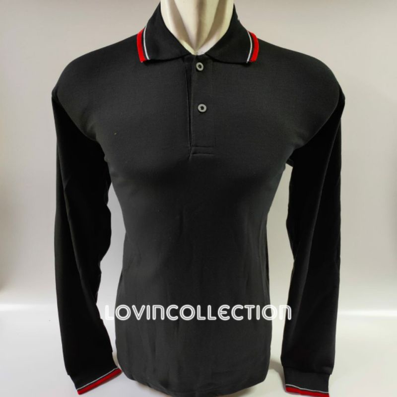 Kaos Kerah Panjang / Kaos Kerah Pria / Kaos Berkerah / Kaos Kerah Wanita / Wangky / Hitam Polos