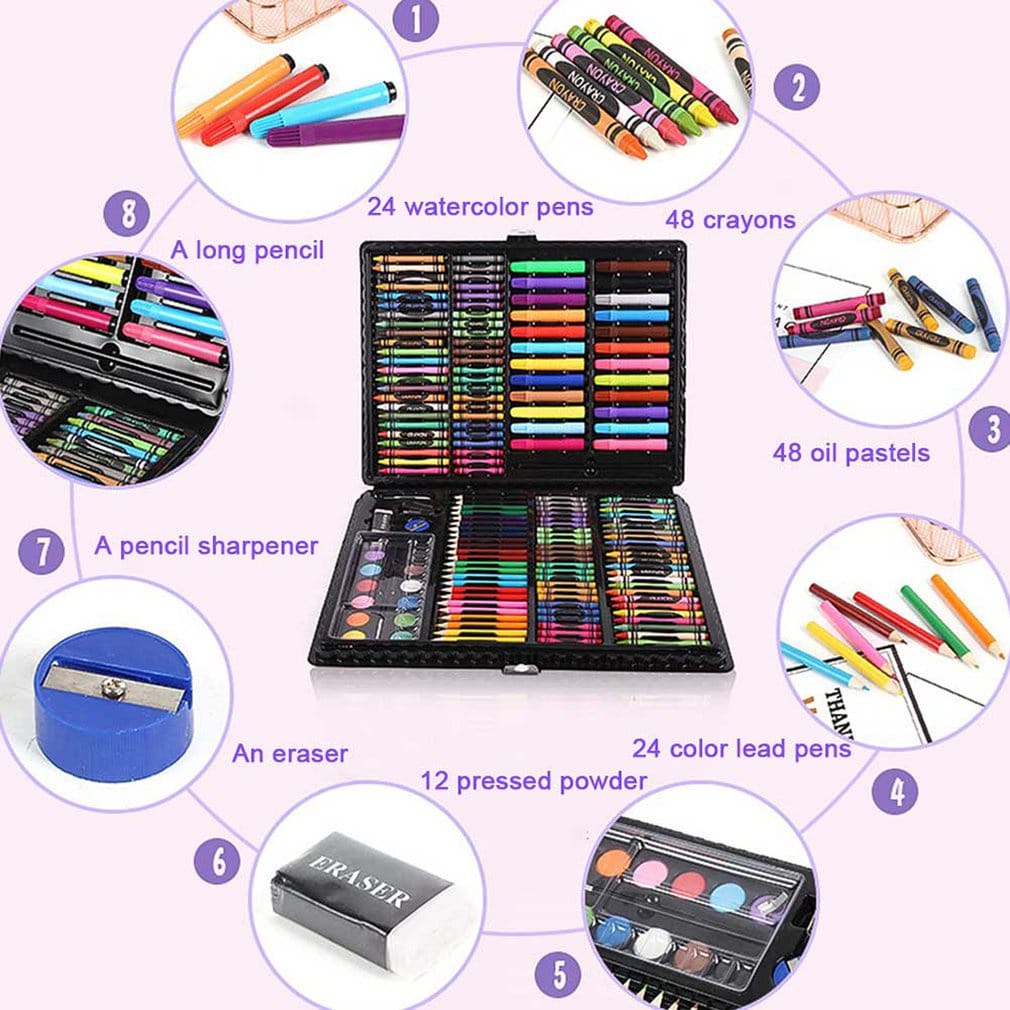 WE Crayon Set 168pcs / Krayon Mewarnai Anak 168pcs / Pensil Warna Set 168pcs